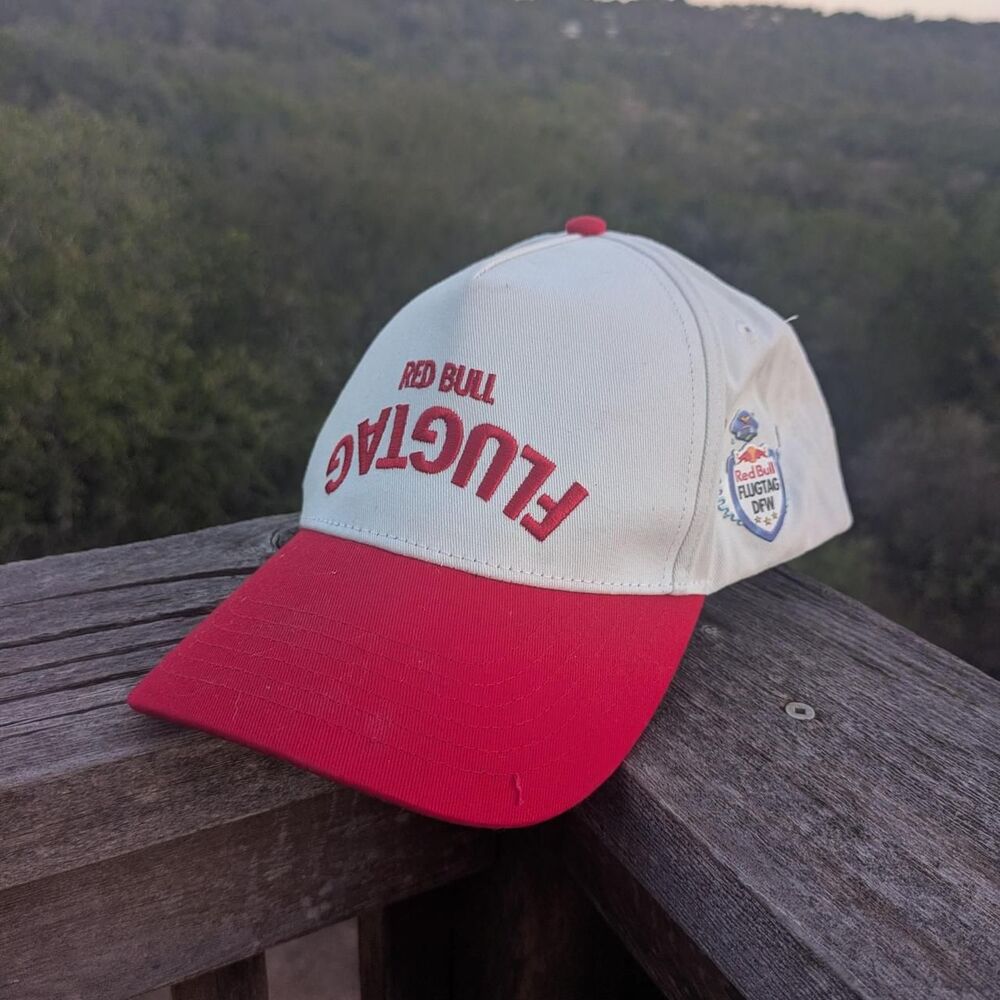 Red Bull Flugtag DFW Promo Strapback Hat Cream Red